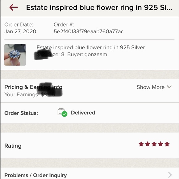 The Poppy Estate inspired blue flower ring in 925 Silver - Picture 3 of 8